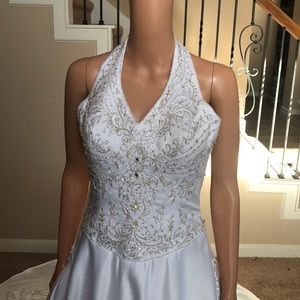 PC Mary’s halter neck white wedding dress